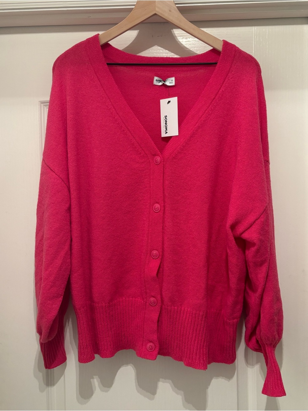 Women’s Sonoma Goods For Life pink button-front V-neck cardigan size 1X NWT